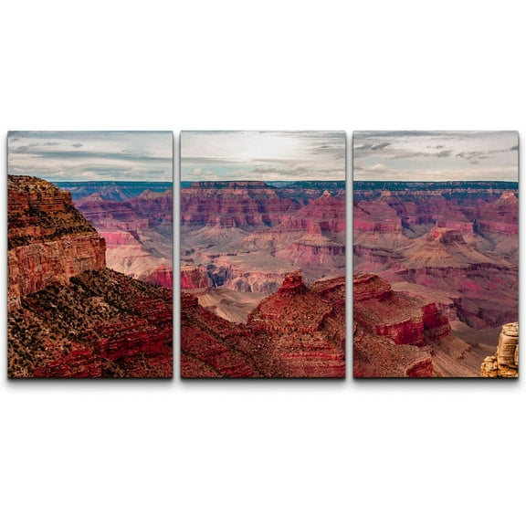 wall26 - 3 Panel Canvas Wall Art - Majestic Natural Landscape Triptych Canvas Series - Grand Canyon - Giclee Print Gallery Wrap Modern Home Art Ready to Hang - 24"x36" x 3 Panels