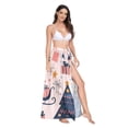 thumbnail image 2 of FORMRS Womens Long Sarong Beach Wrap Semi-Sheer Bikini Skirt Bathing Swimsuit Cover Up, Beige Christmas Santa, 2 of 7