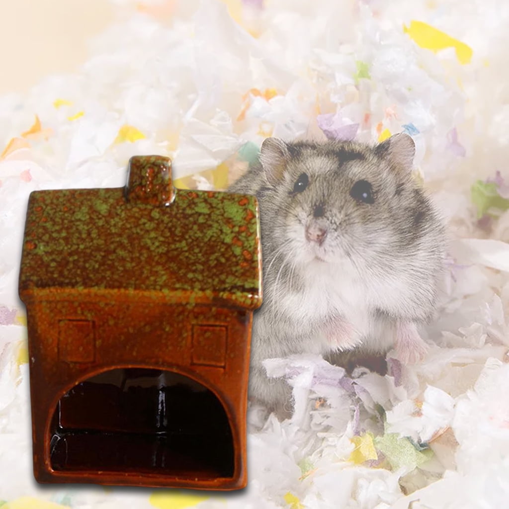 Animal Ceramic Hamster House, Shape Hamster Hideout House Animal Chinchilla Sleeping Bed Pet Supplies for Dwarf Hamsters and Gerbils