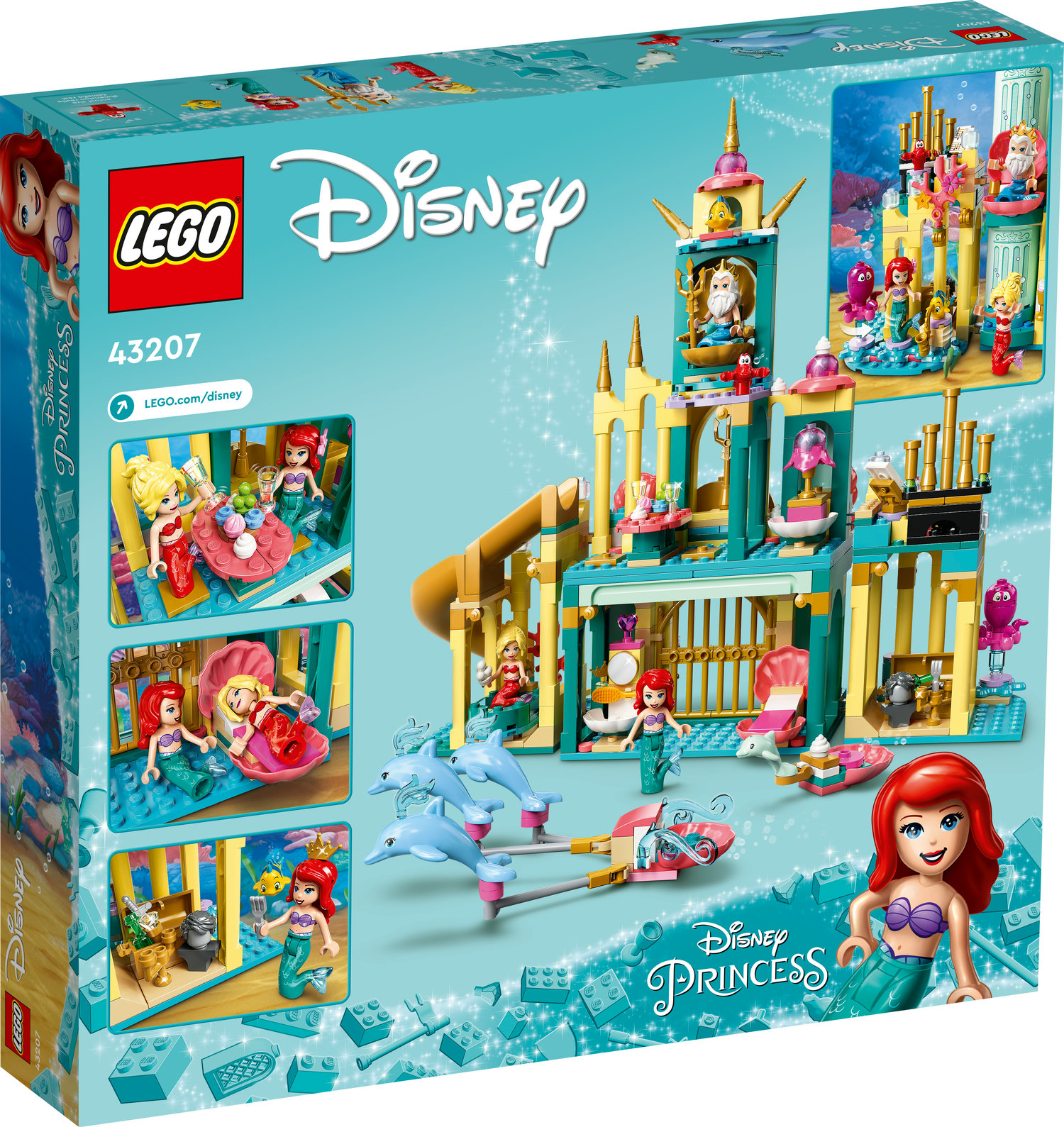 LEGO Disney Princess Ariel’s Underwater Palace 43207, Buildable Princess Castle Toy, Disney Gift Idea for Kids, Girls and Boys Aged 6+ with The Little Mermaid Mini-Doll Figure & Dolphin Figures - image 3 of 10