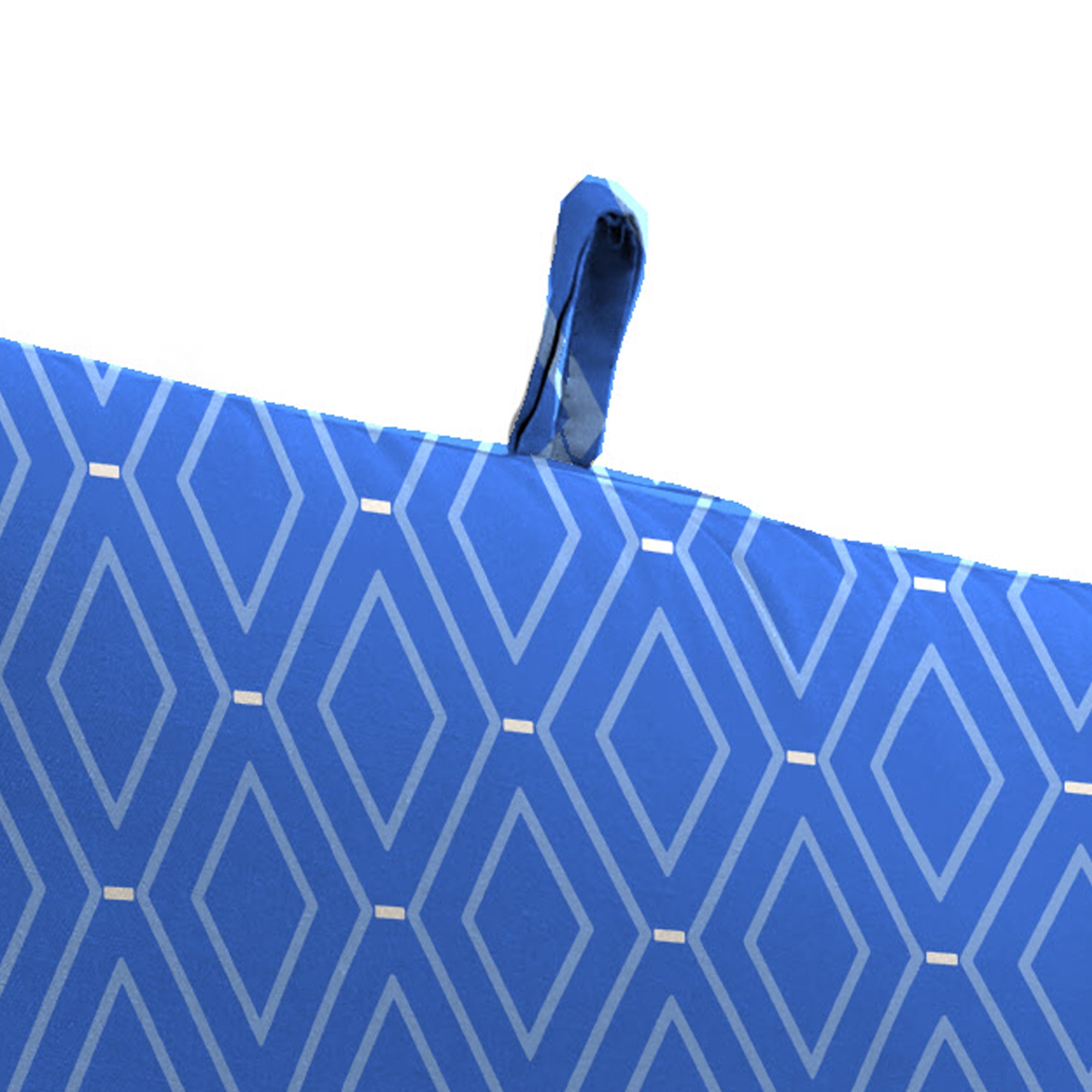 Jordan Manufacturing 43" x 21" Sniffen Delft Blue Diamond Rectangular Outdoor Chair Cushion with Ties and Hanger Loop