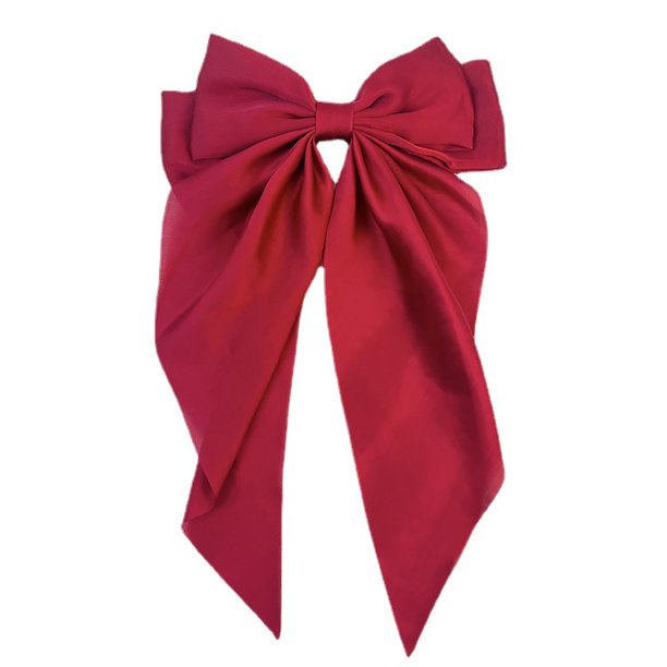 Pasadores de lazo para el pelo de satén para mujer, pinzas para el pelo con lazos en capas, cola larga, horquilla de Color sólido, pasadores para el cabelloGran rojo1pcs