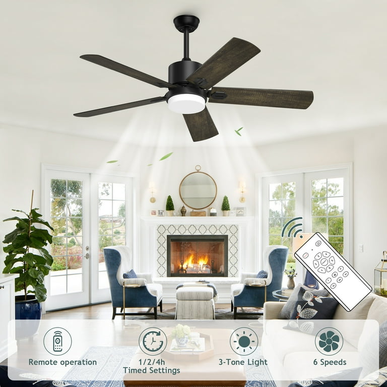 LANHAI Ceiling Fan with Light and Remote Control, 52'' 6
