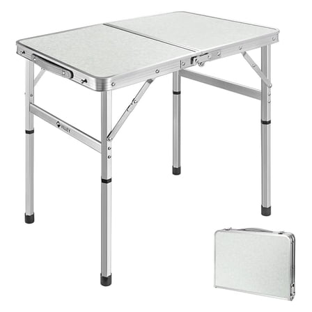 HHBEAUTY Folding Camping Table, 2ft Small Portable Lightweight Outdoor Table with Aluminum Adjustable Legs for Travel Picnic Cooking Beach