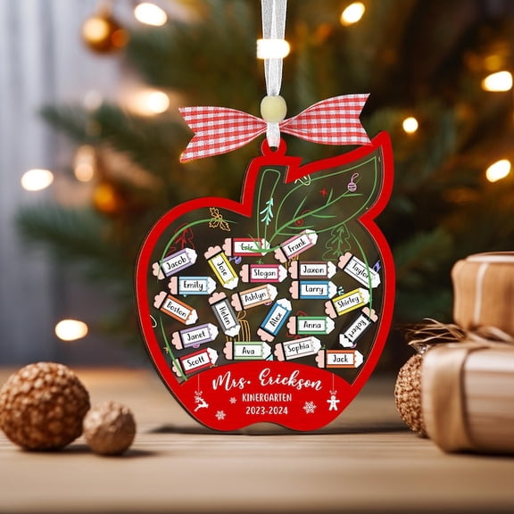 Personalized Teacher Christmas Ornament, Thank You Teacher Gift, Christmas Gift, Custom Teacher Ornament, Class Christmas Decor, Class List