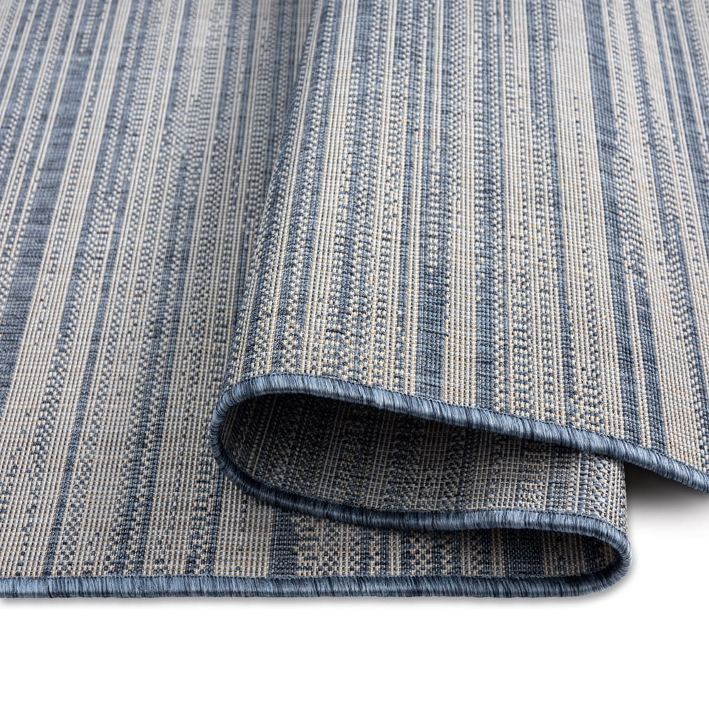 Nicole Miller New York Patio Country Wynona Contemporary Abstract Indoor/Outdoor Area Rug, Blue/Beige, 7'9"x10'2"