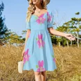 thumbnail image 4 of Vestido de manga corta HomersMuumuu vestidos de verano para mujer ropa para mujer vestidos largos con velo, 4 of 7