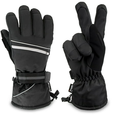 SUN CUBE Ski Gloves Men Women | Waterproof Breathable Snow Gloves | Windproof Winter Outdoor Snowboard Snowmobile Hiking Cycling | Warm Thermal Insulation 3M Thinsulate Zipper Pocket (Black  Medium) price history on PriceWatchPro