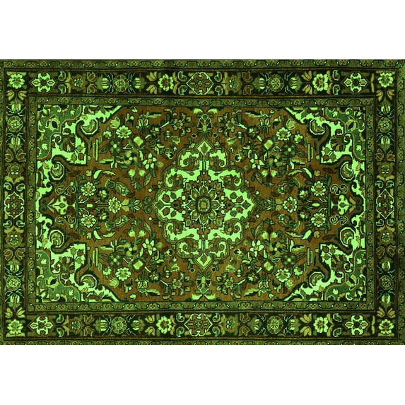 Ahgly Company Indoor Rectangle Persian Green Traditional Area Rugs, 2' x 4'