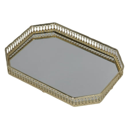 

Mirror Tray Geometric Shape Side Gold Tray For Bathroom
