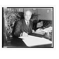 thumbnail image 2 of Historic Framed Print, [Vice President Charles Curtis, half-length portrait, facing left, seated at his desk, signing the $2,000,000,000 Reconstruction Finance Corporation bill], 17-7/8" x 21-7/8", 2 of 9
