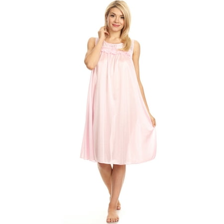 

Lati Fashion Women Nightgown Sleepwear Female Sleep Dress Nightshirt Pink L