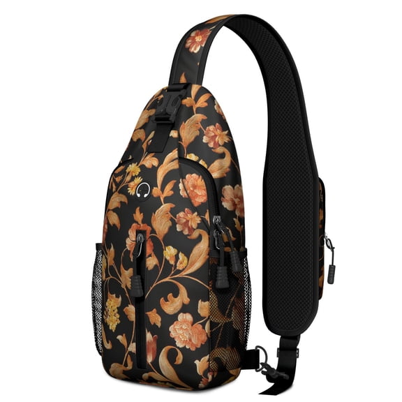 Boho Small Floral Sling Bag with Watercolor Flower Pattern, Lightweight Durable Crossbody Backpack, Adjustable Strap, Multiple Compartments, Artistic Spring and Summer Design