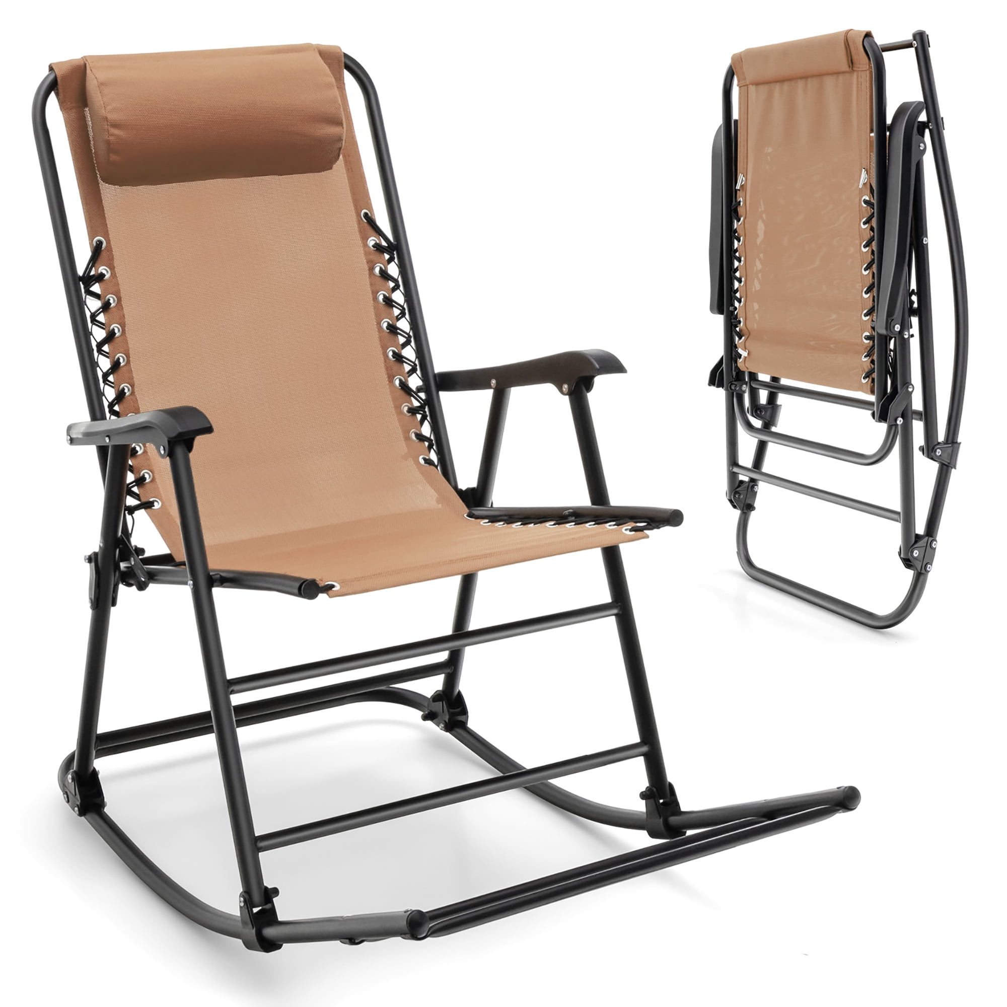 Costway Patio Camping Rocking Chair Folding Rocker Footrest Lightweight