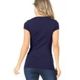 thumbnail image 4 of Moa Collection Women Casual Solid V-Neck Short Sleeve Basic T-Shirt Top, 4 of 4