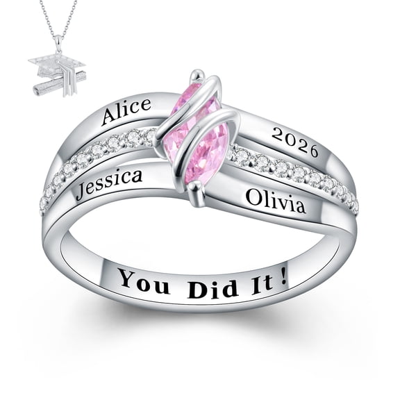 USA Mementos Custom Women’s Sterling Silver Class Ring for High School & College Graduates