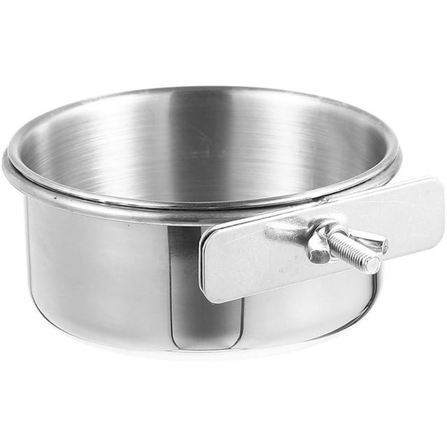 SHISUYAN 1Set Bird Feeder Silver Round Metal Bird Cup for Pet Birds Daily Use