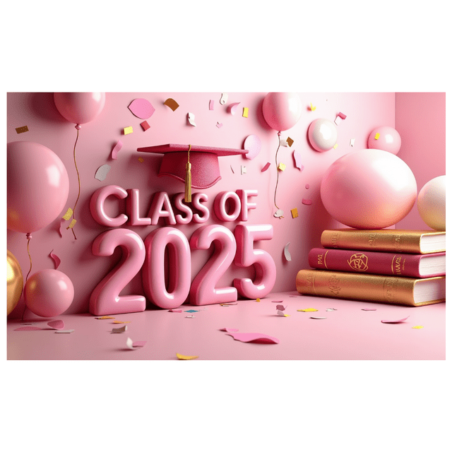 Graduation Party Decoration Class of 2025 Backdrop Celebration Supplies Banner Event Decorations Pink Balloons Photography Props Graduation Party Decor