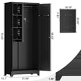 thumbnail image 3 of Marcree 73" Broom Closet Storage Cabinet, Metal Garage Storage Cabinet with 2 Doors & Pegboard, Utility Cabinet with Hanging Rod, Tool Cabinet for Garage, Laundry Room, Home Office, 3 of 7