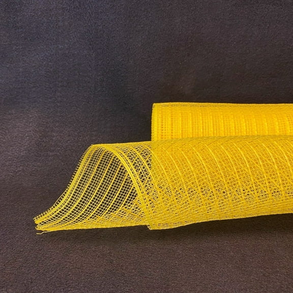 Yellow Deco Mesh with Burlap Stripes - 10 Inch x 10 Yards