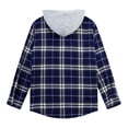 thumbnail image 3 of Actgleam Boys Girls Plaid Shirts Long Sleeve Button Down Hooded Plaid Top Outfits 5-12Years,Blue, 3 of 9