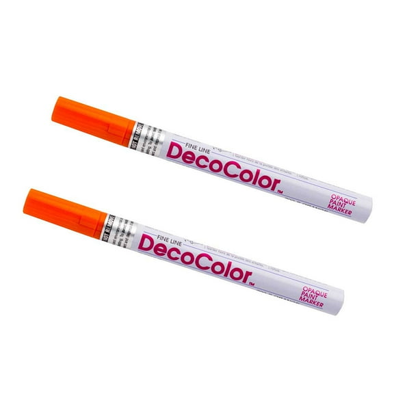 Marvy Uchida Fine Line Opaque Paint Markers, Orange, 2/Pack