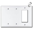 thumbnail image 5 of Three Gang Two Blank Metal Light Switch Plate | White Gfi Cover Triple 3 Gang Rocker Decorative Smooth For Gfci Outlet Receptacle (Two Blanks), 5 of 5