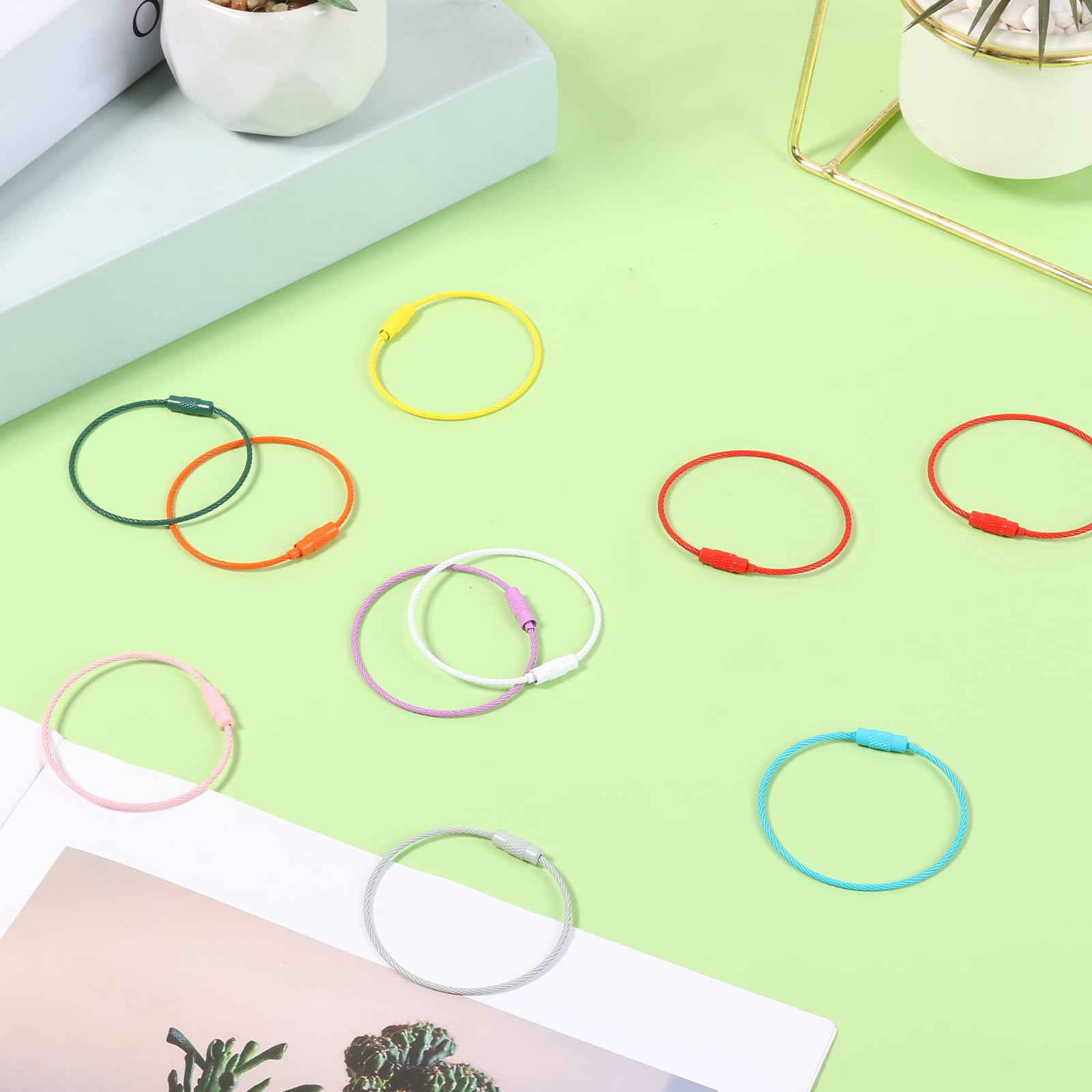 100/200 PCS Keychain 5.9 Inches Wire Ring 0.059 Inches Thickness Cable Loop Ring for Hanging Luggage Tag Key and ID Card