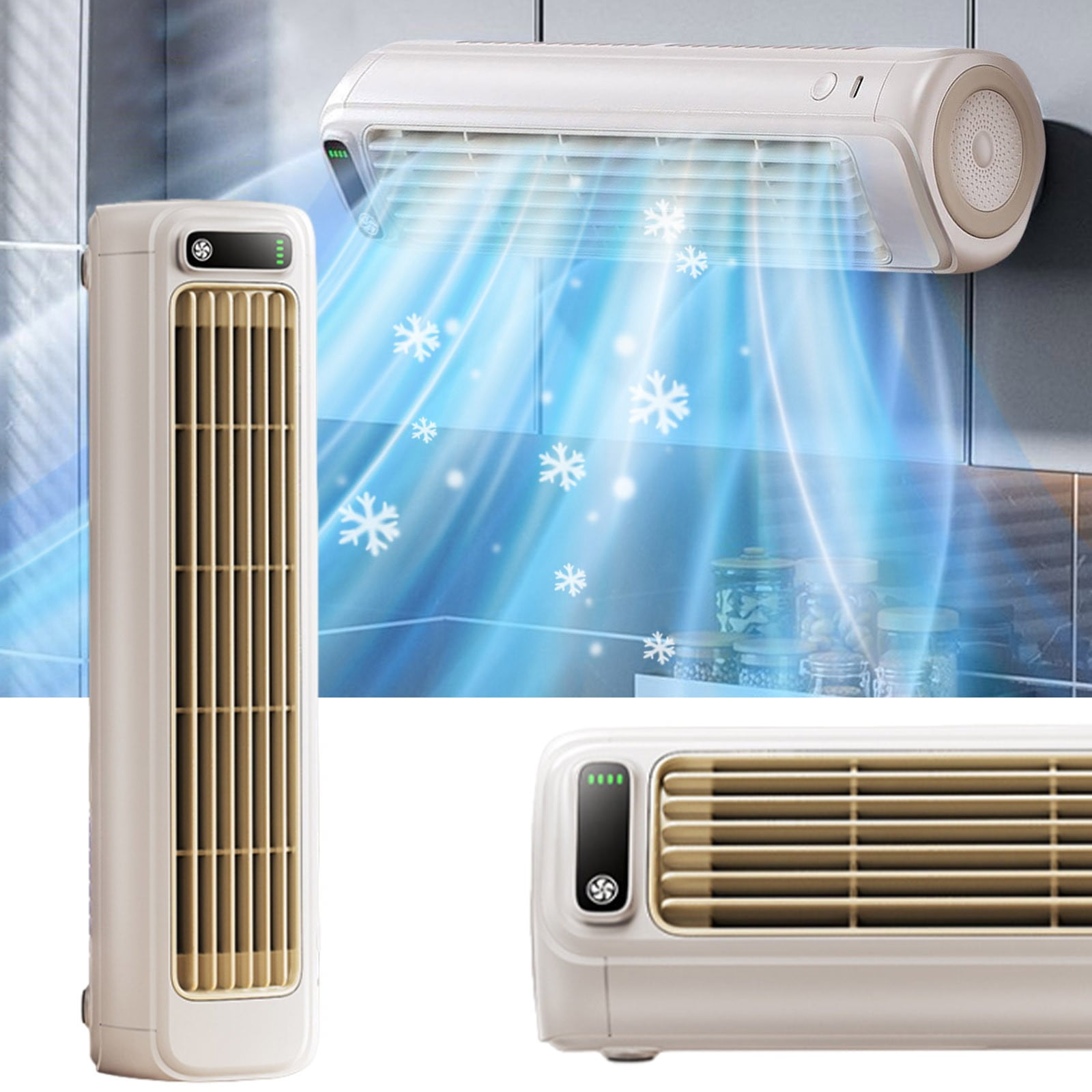 Blukids Mini Tower Fan - Tower Fan Strong Wind Silent Fan Office Desktop Fan Wall Mounted Air Conditioners - Portable Air Conditioner Usb Fan Air Cooler for Bedroom Office Kitchen(White)