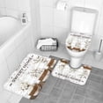 thumbnail image 5 of LVRLVR SWEET HOME Rustic Wooden Plank Vase Floral 4Pcs Bathroom Set, Polyester Shower Curtain & High Elastic Sponge Bath Mats with C-shaped Plastic Hooks, 70.8×70.8 Inch, 5 of 9