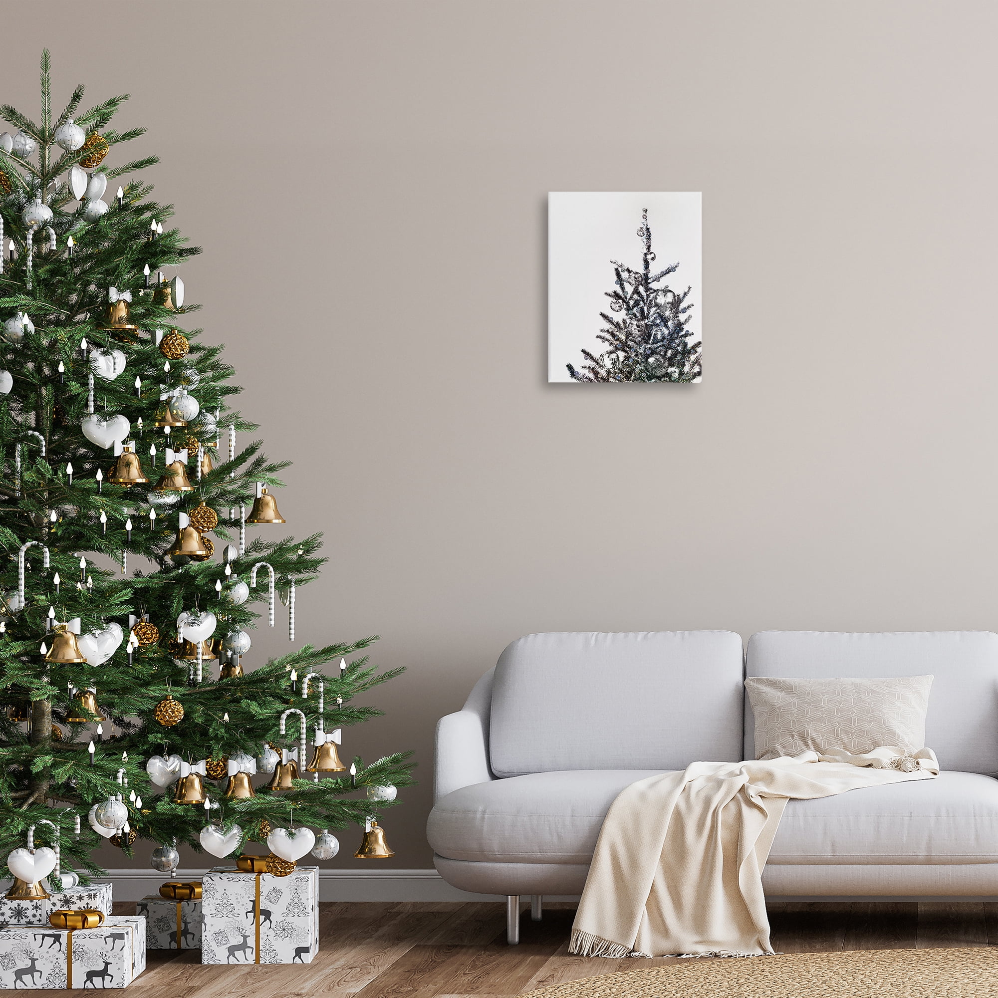 Stupell Industries Christmas Tree Disco Balls Holiday Painting Gallery Wrapped Canvas Art Print Wall Art, 16 x 20