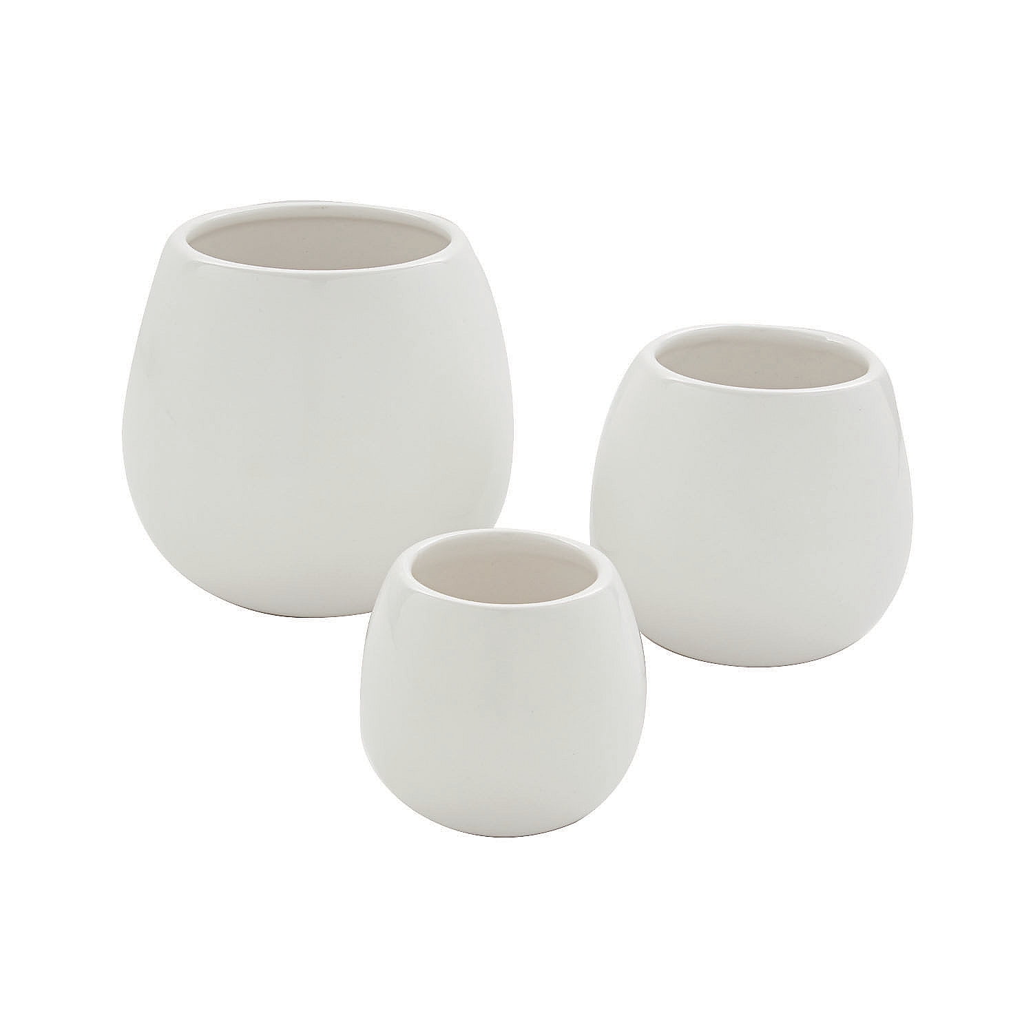 White Ceramic Planter Vase Set, Home Decor, Wedding, 3 Pieces