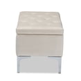 thumbnail image 5 of Bowery Hill Beige Velvet Silver Finished Storage Ottoman, 5 of 11