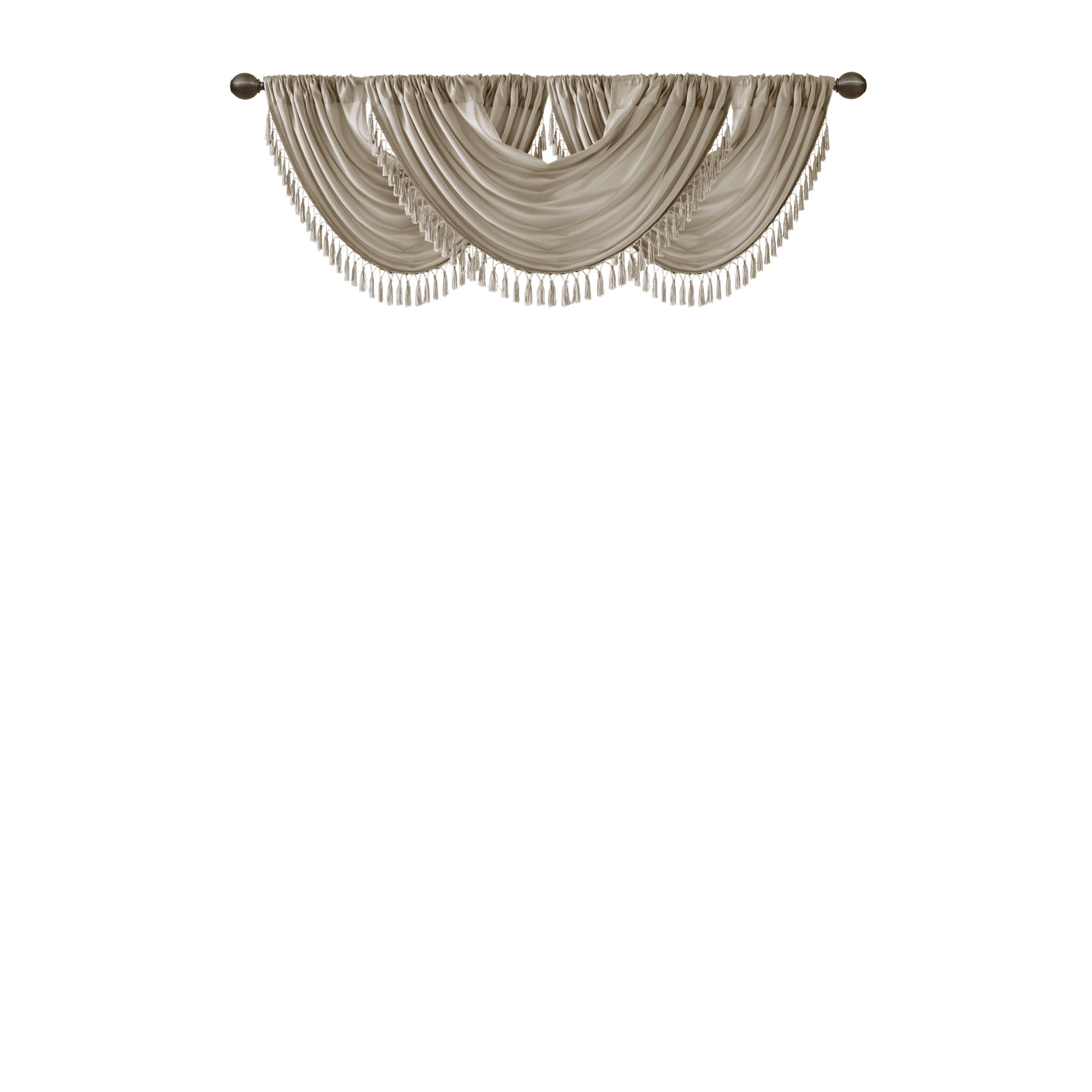 MAYEERTY 38x46" Faux Silk Waterfall Embellished Valance - Champagne