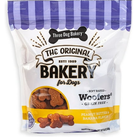 UPC: 0701159140387 | Three Dog Bakery 114038 Woofers Peanut Butter & Banana Flavor Dog Biscuit Treats