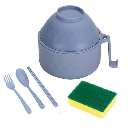 

Black of Friday Kadlawus Conjunto de cuencos de ramen olla de ramen de microondas cuencos de ramen con palillos tenedor cuchara y esponja dormitorio universitario adecuado para niños y niñas