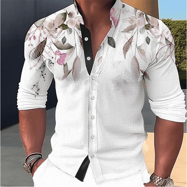 Camisa deportiva musculosa para hombre 2024, informal, con cuello alto y botones, a la moda, novedosa, para exteriores, estilo hawaiano, de talla grande