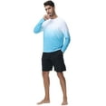 thumbnail image 3 of Weilanxin Long Sleeve Swim Shirts for Men Sun Protection Shirt Running Rashguard UPF 50+ UV Swimwear Athletic Workout White Gradient Sky Blue Size 2XL, 3 of 8