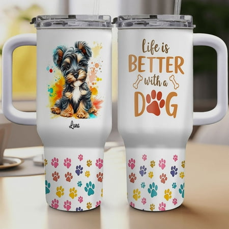 

Gift for Kerry Blue Terrier Dog Lover Personalized 40 Oz Tumbler Gifts for Dog Dad Dog Mom Birthday Presents for Animal Lovers Custom Dog Name Tumbler Colorful Travel Coffee Cup