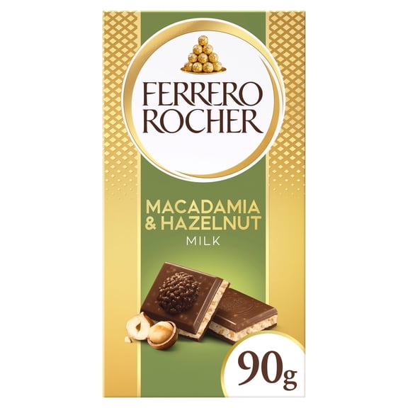 Ferrero Rocher Hazelnut & Macadamia Chocolate Bar 90g, Imported from Britain
