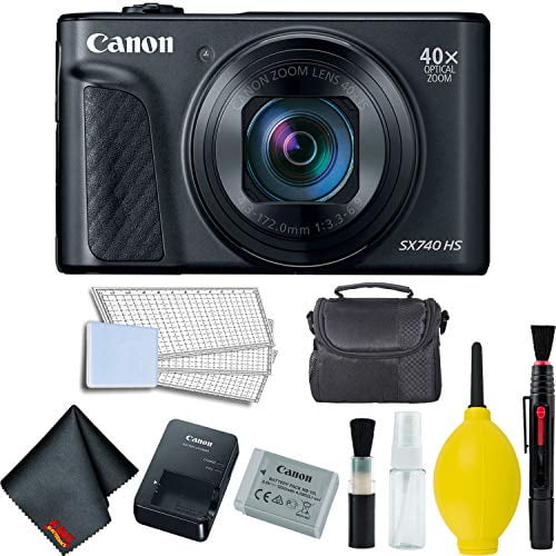Canon PowerShot SX740 HS Digital Camera (Black) Basic Bundle w/ Carrying Case - Intl Model(International Model)