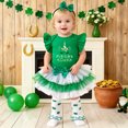 thumbnail image 2 of CUZIBR Baby Girl Winter Outfits Carnival Letter Print Romper Skirt Two Piece Set Ruffles Long Sleeve Jumpsuit Ruffled Tiered Skirts Casual Dress Wear Fall Winter Outfits,Green1,6-9 Months, 2 of 7