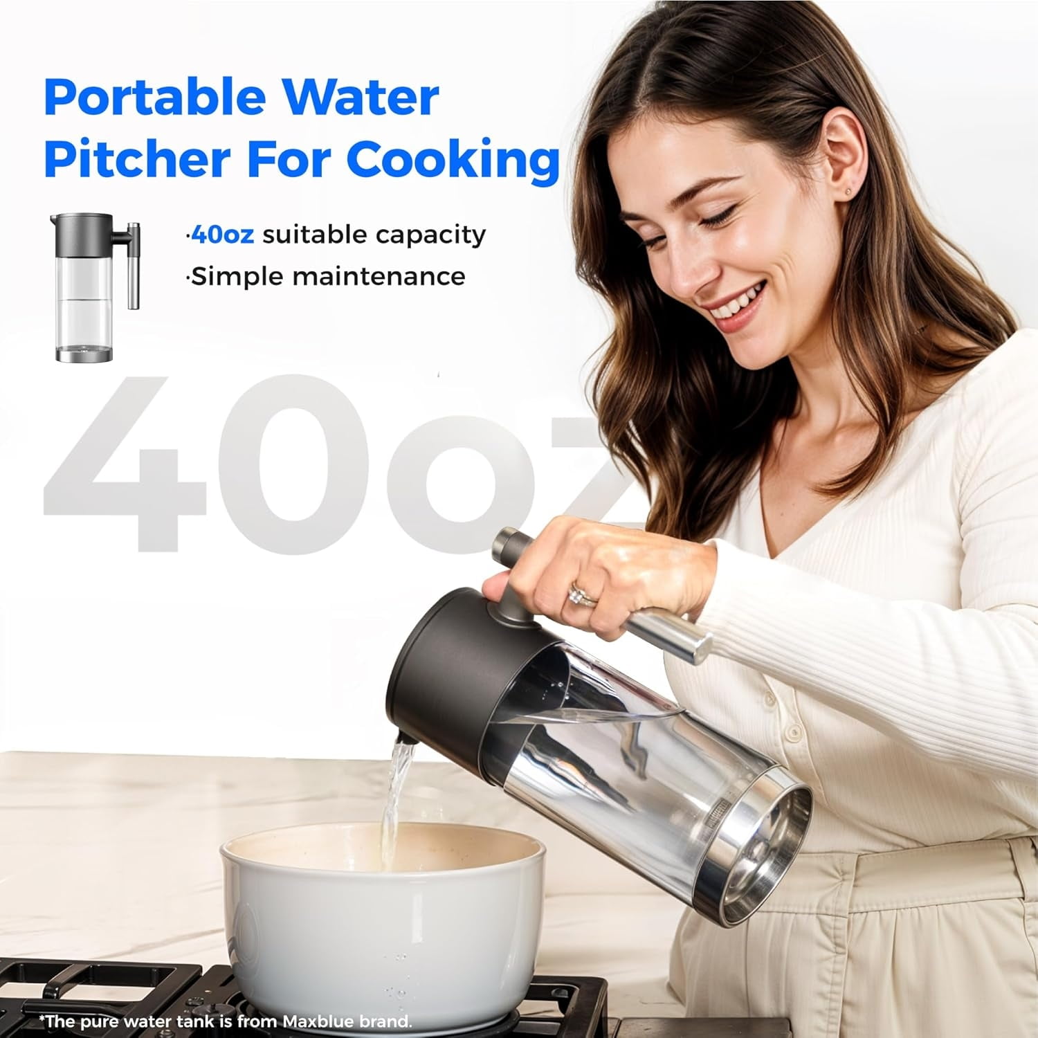 Waterdrop WD-A2 Countertop Reverse Osmosis System, Hot and Cold RO System, Portable Pure Water Tank, Bottleless Water Cooler, 6 Temperature Settings, Hot Cold Room Water, 3:1 Pure to Drain