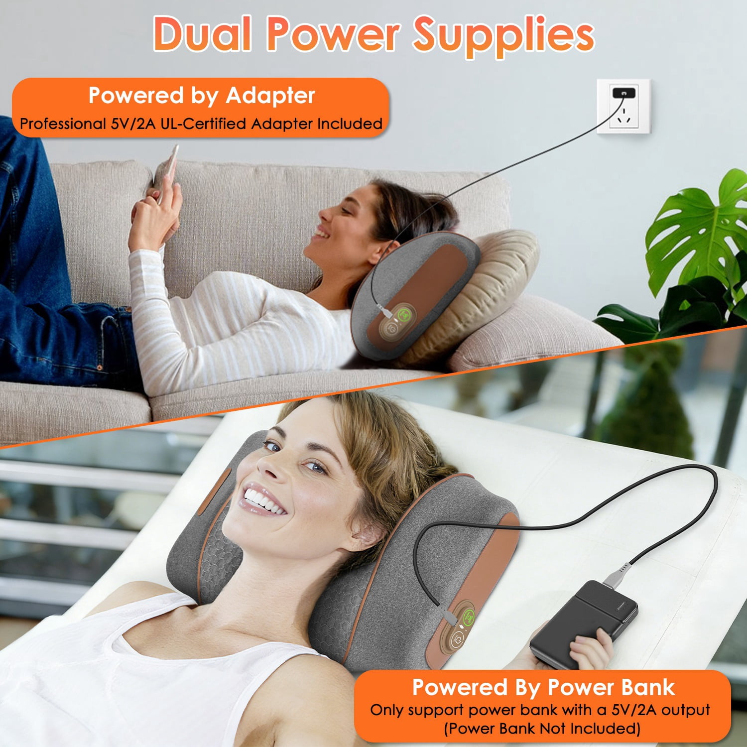 Imountek 3 in 1 Neck Massager Pillow with Heating, Ergonomic Massager Vibration Air Compression 30Min Timer for Neck Back Shoulder