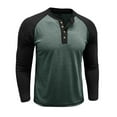 thumbnail image 2 of GuangCheng George Mens Henley Shirts,Color Block,Long Sleeve,Casual Tees,Raglan Sleeve,Athletic Comfort Tops,Green,Size 3XL, 2 of 6