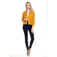thumbnail image 4 of ShezPretty Women's Bolero 3/4 Sleeve Cropped Open Front Short Shrugs Cardigans Sweaters Jackets (Large, MUSTARD), 4 of 5