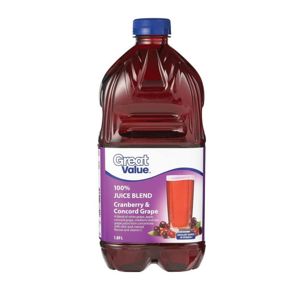 Great Value 100% Juice Blend Cranberry & Concord Grape, 1.89 L
