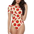 thumbnail image 2 of Goofa Tomatoes And Chili Printed Women Rash Guard Short Sleeve,Tummy control Swimsuit Surfing Swimsuit Bathing Suit One Piece Swimsuit UPF 50-XX-Large, 2 of 9
