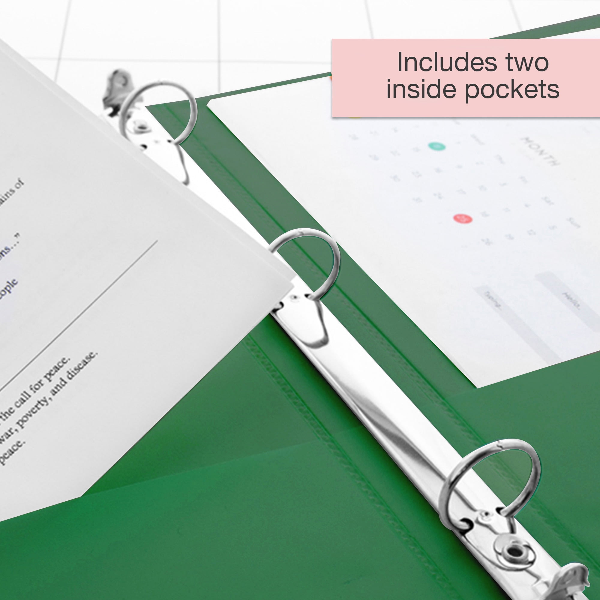 BAZIC 3 Ring Binder 1/2" Economy View Binders Green, Hold 100 Sheets, 12-Count