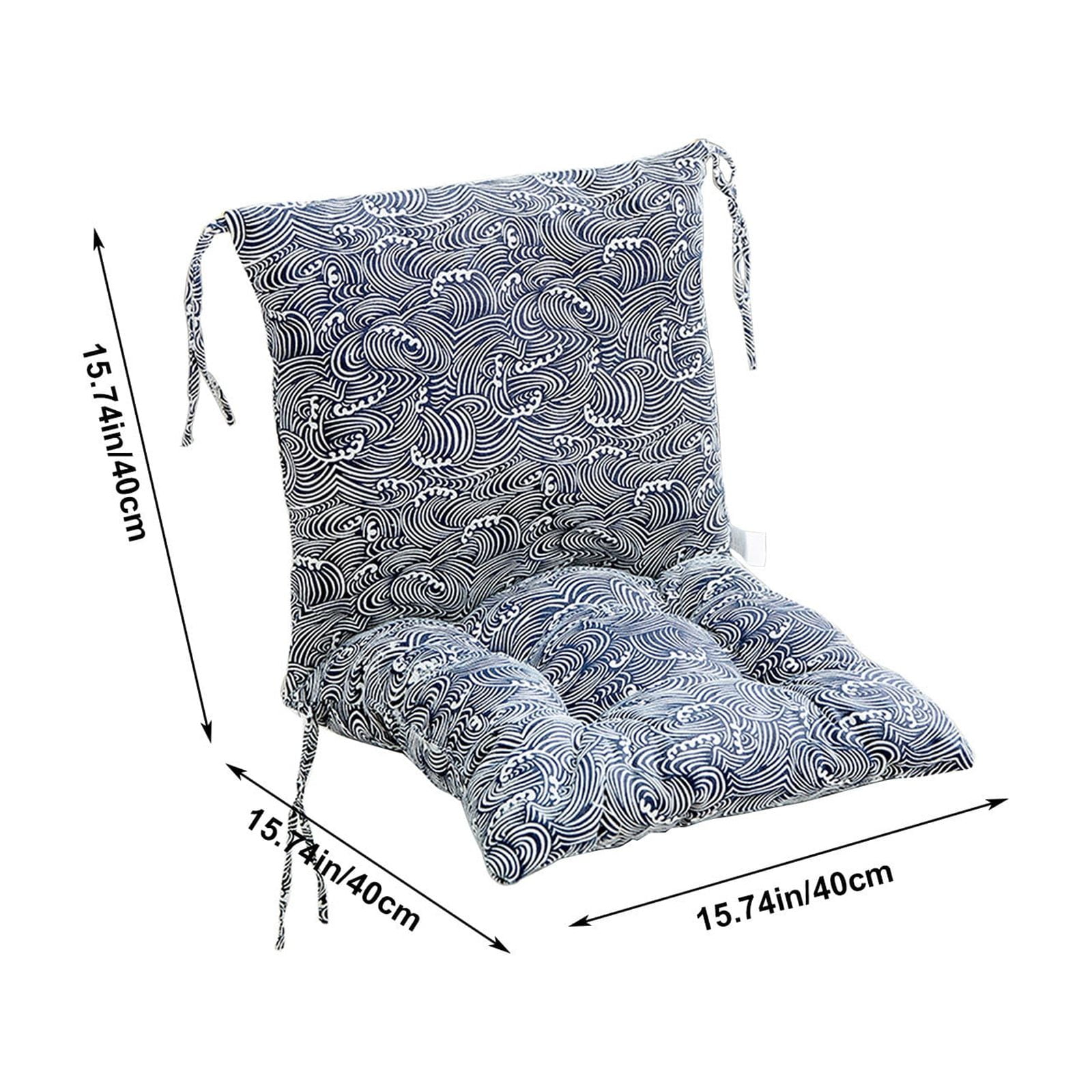 Sahpxhe Rocking Seat Cushion with Ties, Soft High Back Chair Cushion for Patio Furniture,Office 15.6X31.2 Inch Gray
